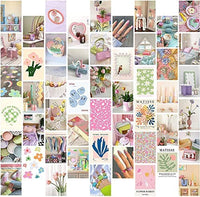 BeYumi 50Pcs Danish Pastel Aesthetic Wall Collage Kit Pink Theme Poster Photo Dorm Trendy Cottagecore Wall Art Print Warm Color Pictures Collage Room Bedroom Decor Gift for Teen Girls, 4x6 Inch