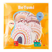 BeYumi 62Pcs Boho Rainbow Positive Sayings Accents Classroom Bulletin Board Decorations Set Motivational Bohemian Cutouts with Inspirational Bulletin Board Borders Trim for School Home Wall Decor