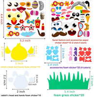 BeYumi Easter Eggs Decorating Craft DIY Toy Kit, 20 Pcs Easter Bunny and Chick Foam Ornament Stickers for Egg Decor, Make Your Own Easter Egg Craft Project Activity for Kids, Easter Day Party Favor