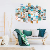 BeYumi 50PCS Blue Aesthetic Picture for Wall Collage, 50 Set 4x6 inch, Summer Beach Collage Print Kit, Fashion Room Decor for Girls, Room Wall Art Print, Dorm Photo Display, VSCO Posters for Bedroom