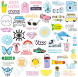 BeYumi 63Pcs VSCO Starter Stuff Pack Set Vsco Accessories- Velvet Hair Scrunchies, VSCO Stickers, Adjustable Wave Strand Beads Bracelets, Reusable Stainless Steel Straws with Brush and Storage Bag