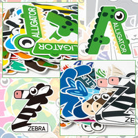 BeYumi 52Pcs Animal Alphabet Wall Decals ABC Letters Learning Cards Cutouts Montessori Educational Materials Home Preschool Classroom Decoration Bulletin Board Displays Wall Stickers for Toddler Kids