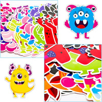 BeYumi 45Pcs Little Monster Cutouts Bulletin Board Decorations Set Colorful Cartoon Wall Decals Stickers DIY Cardstock Paper Cutout for Classroom Nursery Bedroom Monster Valentine's Day Birthday Party