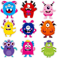 BeYumi 45Pcs Little Monster Cutouts Bulletin Board Decorations Set Colorful Cartoon Wall Decals Stickers DIY Cardstock Paper Cutout for Classroom Nursery Bedroom Monster Valentine's Day Birthday Party