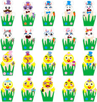 BeYumi Easter Eggs Decorating Craft DIY Toy Kit, 20 Pcs Easter Bunny and Chick Foam Ornament Stickers for Egg Decor, Make Your Own Easter Egg Craft Project Activity for Kids, Easter Day Party Favor