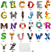 BeYumi 52Pcs Animal Alphabet Wall Decals ABC Letters Learning Cards Cutouts Montessori Educational Materials Home Preschool Classroom Decoration Bulletin Board Displays Wall Stickers for Toddler Kids