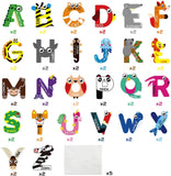 BeYumi 52Pcs Animal Alphabet Wall Decals ABC Letters Learning Cards Cutouts Montessori Educational Materials Home Preschool Classroom Decoration Bulletin Board Displays Wall Stickers for Toddler Kids