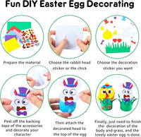 BeYumi Easter Eggs Decorating Craft DIY Toy Kit, 20 Pcs Easter Bunny and Chick Foam Ornament Stickers for Egg Decor, Make Your Own Easter Egg Craft Project Activity for Kids, Easter Day Party Favor