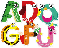 BeYumi 52Pcs Animal Alphabet Wall Decals ABC Letters Learning Cards Cutouts Montessori Educational Materials Home Preschool Classroom Decoration Bulletin Board Displays Wall Stickers for Toddler Kids