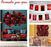 BeYumi 50PCS Red Neon Aesthetic Pictures Wall Collage Kit, Neon Red Photos Collections Collage Dorm Decors for Girl Teens and Women, Trendy Wall Prints Kit, Small Posters for Room Bedroom Aesthetic