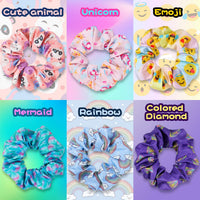 BeYumi 18Pcs VSCO Scrunchies VSCO Starter Stuff Kit-Cute VSCO Pattern Designed Hair Scrunchies, Colorful Polyester Pongee Ponytail Holder, Elastic Hair Ties Ropes Accessories for Women Girls