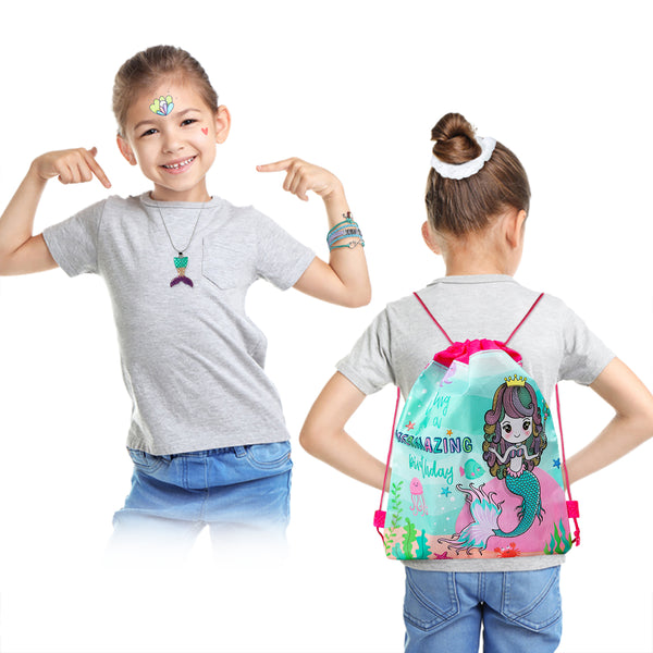 BeYumi Mermaid Gifts for Girls-Drawstring Backpack, Coin Purse, Mermai