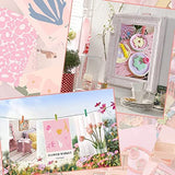 BeYumi 50Pcs Danish Pastel Aesthetic Wall Collage Kit Pink Theme Poster Photo Dorm Trendy Cottagecore Wall Art Print Warm Color Pictures Collage Room Bedroom Decor Gift for Teen Girls, 4x6 Inch
