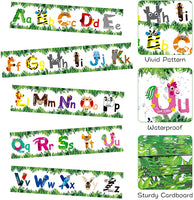BeYumi 60Pcs Animal Alphabet Bulletin Board Borders Trim Back to School ABC English Letters Straight Borders Decoration for Preschool Classroom Nursery Playroom Wall Desk Chalkboard Whiteboard Display