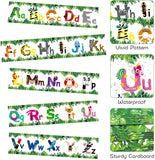BeYumi 60Pcs Animal Alphabet Bulletin Board Borders Trim Back to School ABC English Letters Straight Borders Decoration for Preschool Classroom Nursery Playroom Wall Desk Chalkboard Whiteboard Display