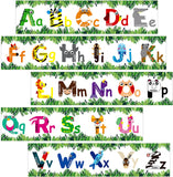 BeYumi 60Pcs Animal Alphabet Bulletin Board Borders Trim Back to School ABC English Letters Straight Borders Decoration for Preschool Classroom Nursery Playroom Wall Desk Chalkboard Whiteboard Display