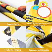 BeYumi Construction Truck Toss Game Banner with 4 Bean Bags, Excavator Theme Party Game for Indoor Outdoor Activities, 4 Score Holes Digger Banner Birthday Party Decorations Supplies for Kids Adults